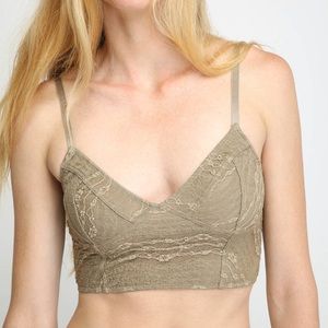 NWT Free people lace crop bralette taupe xs